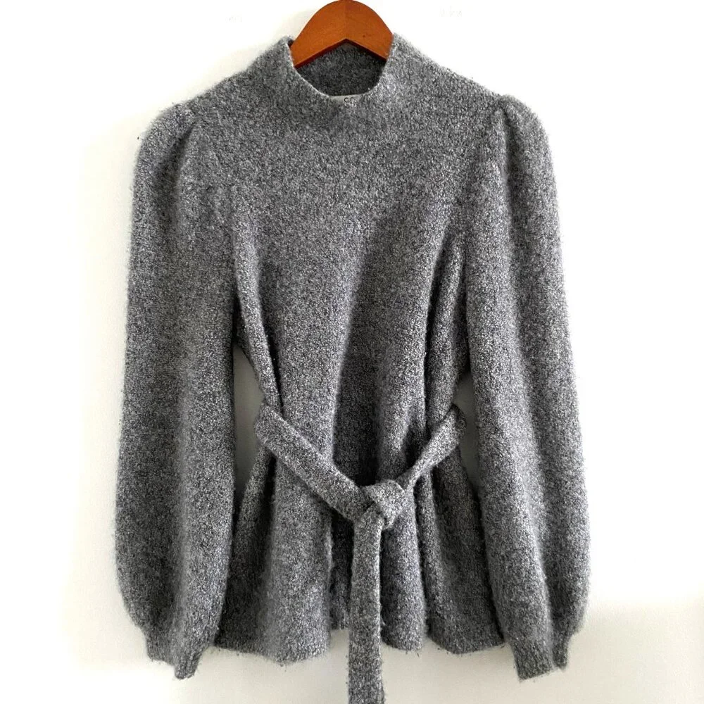 CO Cashmere Mock Neck Sweater Gray - Picture 1 of 11